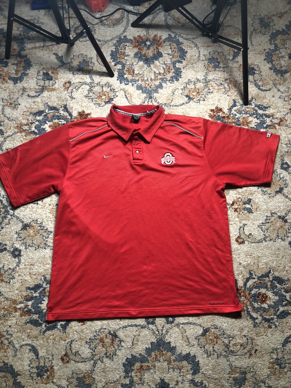 Ohio State Buckeyes Nike Team Polo Shirt Vintage Red Football 2XL